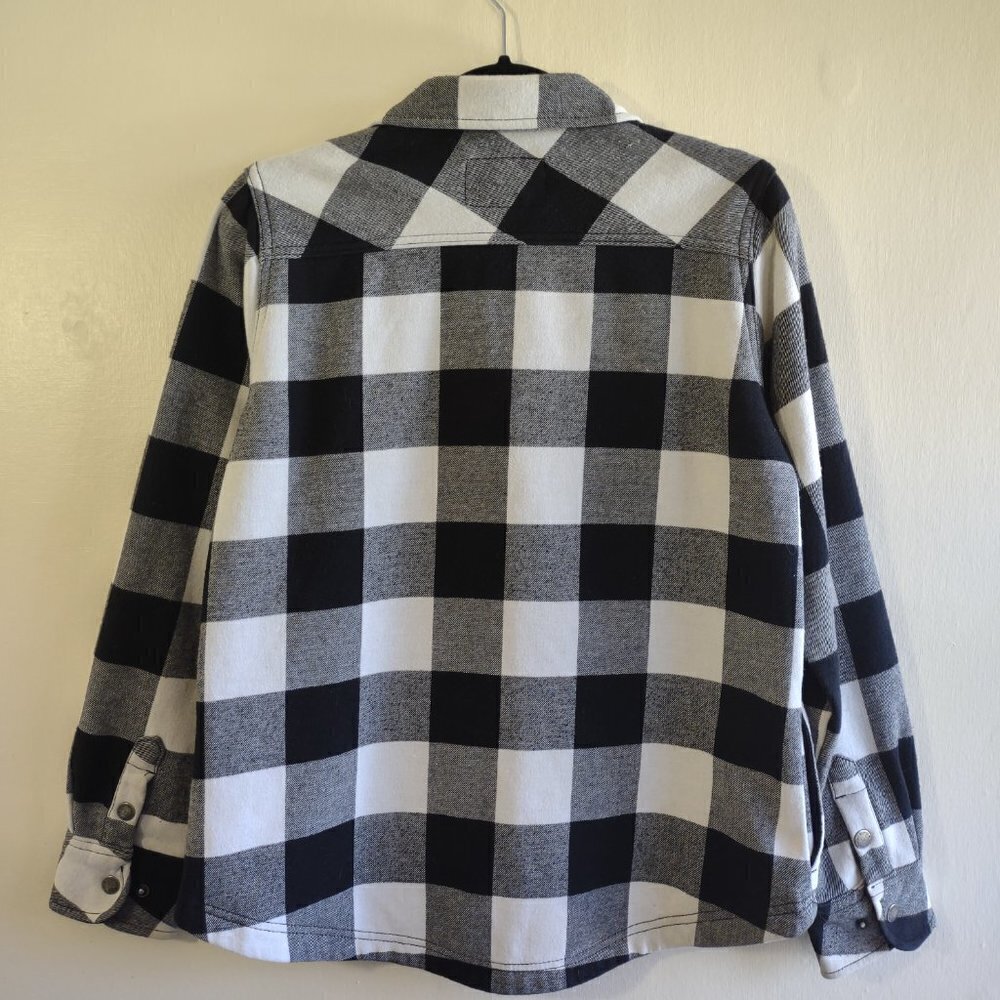 ORVIS Women's Flannel Jacket Black/White Plaid Fleece Lined Utility Cabin Medium - Picture 5 of 10